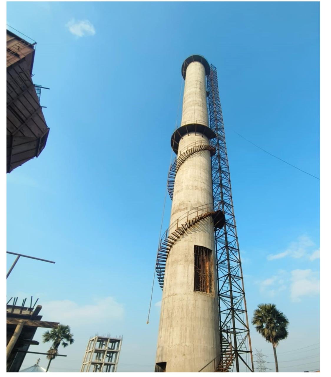 60 mtr height RCC Cimney Construction complete at Ankur Distilleries pvt.ltd. Mejiya.